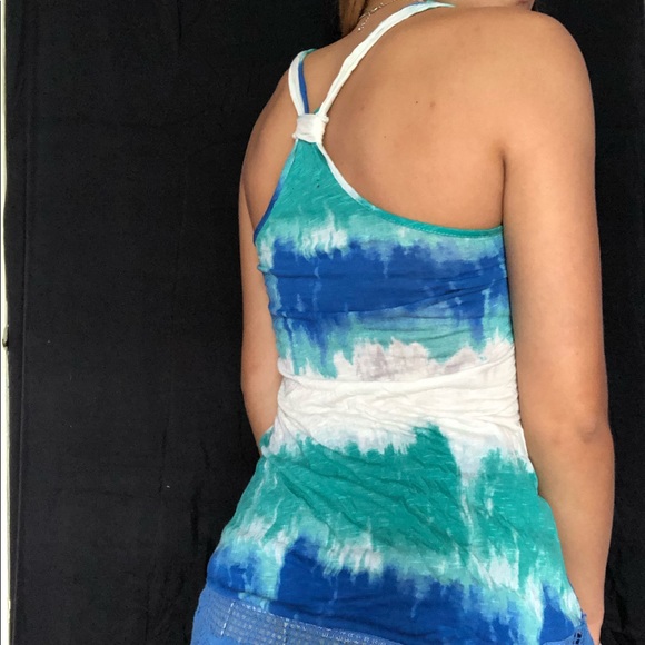 Sheer tie dye lace trim tank top! - Picture 2 of 3